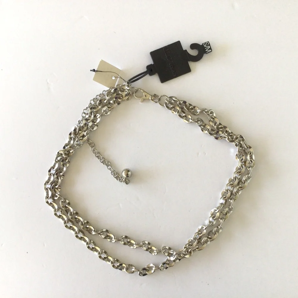 ELLEN TRACY SILVER CHUNKY METAL CHAIN BELT NWT SIZE SMALL/MEDIUM